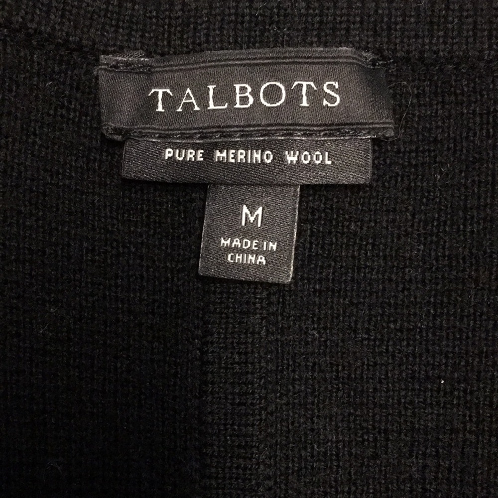 TALBOTS Merino Wool Sweater Dress, Zipper Detailing, Black, Medium - Picture 5 of 6